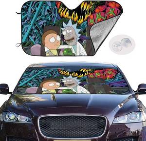 lot 5067 image: Rick&Morty-UFO Spaceship Sunshade for Windshields Auto Windshield Sun Shade Universal Fit for Car Sedan