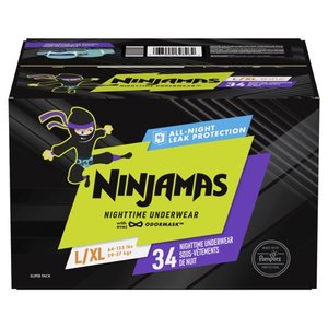 lot 5092 image: Ninjamas Nighttime Bedwetting Underwear Boys Size LXL 34 Count