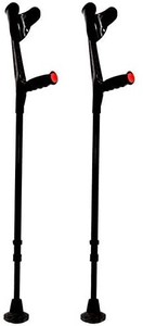 lot 5093 image: KMINA - Forearm Crutches (x2 Units, Open Cuff), Crutches Adult with Non Slip Tips, Forearm Crutches for Adults, Crutches for Walking, Aluminum Forearm Crutches, Black Crutches, KMINA Comfort.