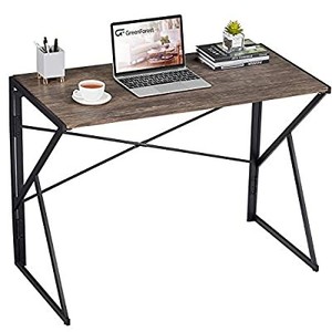 lot 5141 image: GreenForest Folding Desk No Assembly 40 Foldable Writing Computer Desk Simple Home Office Desk Laptop Table Space Saving