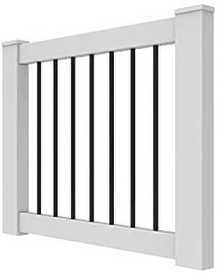 lot 5145 image: Barrette Outdoor Living 73030536 T Vinyl Door Kit with Aluminum Balusters, White