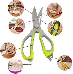 lot 6000 image: Multi-functional Kitchen Scissors- 7 in 1 Stainless Steel Shears with Magnetic Holder and Built-in Can OpenerNut CrackerVegetable PeelerMeat Cutter