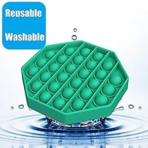 lot 6031 image: Rensmart Push Pop Bubble Fidget Sensory Toy Octagon Stress Relief Autism Special Need Game for Kids Elderly Adult Boys Girls (Octagon Green)
