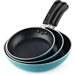 lot 7923 image: Cook N Home 3-Piece 8, 9.5, and 11-Inch Nonstick Saute Omelet Fry Pan Skillet Set, Turquoise, 202428 cm