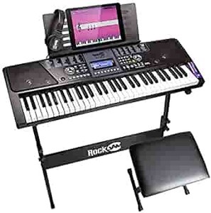 lot 7944 image: Rockjam 61 Key Keyboard Piano With Stand, Stool & Headphones