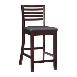 lot 8015 image: 24 Torino Ladder Back Counter Height Barstool Upholstered Seat - Espresso Wood - Linon
