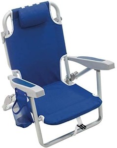 lot 8025 image: Rio Beach Kids 5-Position Lay Flat Backpack Folding Beach Chair, Blue