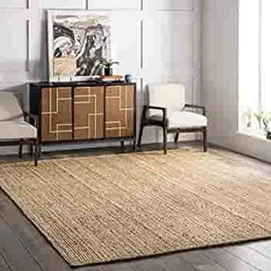 lot 8029 image: nuLOOM Rigo Hand Woven Farmhouse Jute Area Rug, 4 x 6, Natural