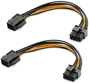 lot 8080 image: 2 Pack 6 Pin to 8 Pin PCIe Adapter Power Cable GPU Video Power Cable 7.8 inch