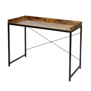 lot 30914 image: Retangular Wood Brown Office Writing Workstation Computer Desk with Metal Framed