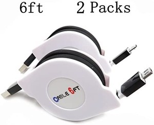 lot 30947 image: AKiimy 2 Packs 6ft Retractable Micro USB Cable 6ft Micro USB Charging Cable  For IPhone