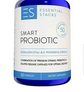 lot 30996 image: Essential Stacks 50 Billion Probiotic Supplement - with 11 Premium Strains, 250mg Prebiotics & Delayed Release Capsule Technology for Optimal Delivery. Refrigeration Optional