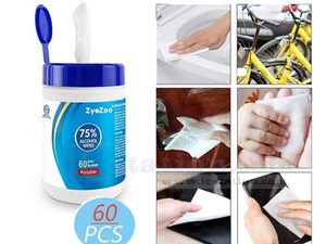 lot 39977 image: 3 Packs ZyeZoo 60PCS Portable 75% Alcohol Wet Wipes