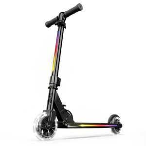 lot 23124 image: Jetson Mars 2-Wheel Folding Kids Kick Scooter with LED Light-up Stem, Deck and Wheels, Adjustable Handlebars, Rear Foot Brake Ideal for Kids 5, Black