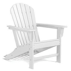 lot 23137 image: DAILYLIFE HDPE Adirondack Chair, Patio Outdoor Chairs, Plastic Resin Deck Chair, Painted Weather Resistant, for Deck, Garden, Backyard & Lawn Furniture, Fire Pit, Porch Seating (White) 1only