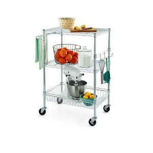 lot 23156 image: Hyper Tough 3-Shelf Rolling Cart, Zinc, 16Dx30.3Wx36.2H