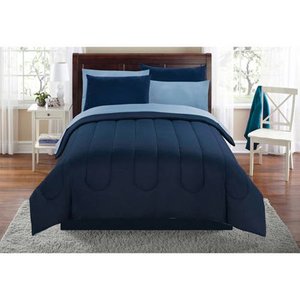 lot 23166 image: Mainstays Solid Bed in a Bag Coordinating Bedding, Full, Navy
