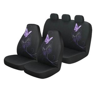 lot 23247 image: Auto Drive Full Vehicle Car Seat Covers Butterfly Black Purple, 0101510ADLD
