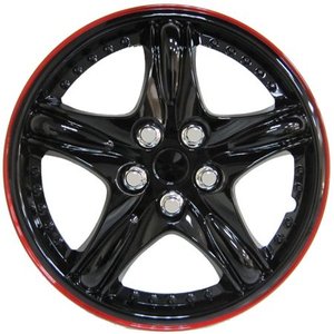 lot 23272 image: Autosmart Sporty 2-Tone Glossy Black Wheel Cover with Red Trim, 14, KT919-14IBR
