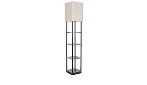 lot 23190 image: Allen and roth floor lamp oil rubbed bronze finish tan fabric shade