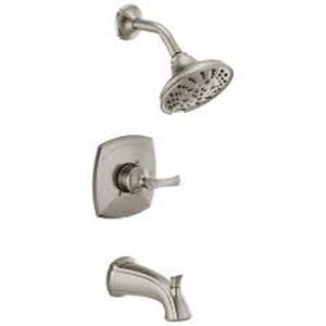 lot 23191 image: Delta Sandover 144748-SP Spotshield Brushed Nickel Tub & Shower Faucet