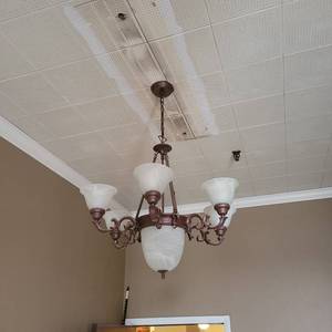 lot 24684 image: Drop Down Rustic Bronze Light Fixture