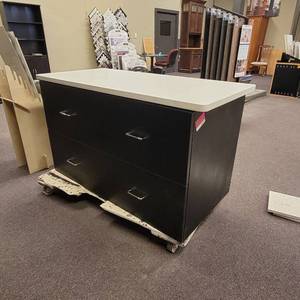 lot 24694 image: 2-Drawer Partical Board Dresser W Natural Stone Top