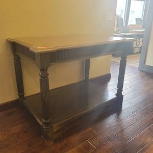 lot 24697 image: Wooden Accent Table W Granite Top