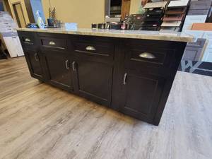lot 24726 image: Black Island Marble Top - Below Storage and Cut Out for Seating