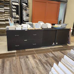 lot 24752 image: Partical Board Cabinet W Drawers & Sliding Doors