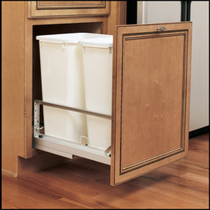 lot 24771 image: Rev-A-Shelf 50-Quart WhiteTrash Can