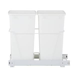 lot 24772 image: White Wire 18 Base Bottom-Mount Double 35 qt. Waste Pullout w Full-Extension SLides