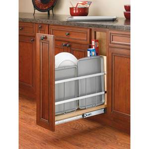 lot 24786 image: Rev-A-Shelf 8 Pullout Wood Foil WrapTray Divider Cabinet Organizer with Ball-Bearing Soft-Close Slides