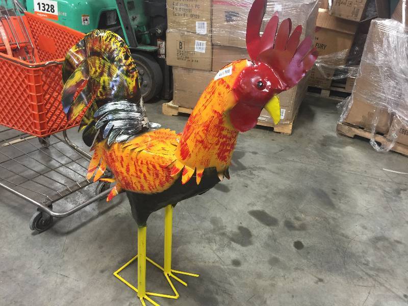 SPECTACULAR PAINTED DECORATIVE METAL ROOSTER - ABOUT 4 FT TALL | Cars