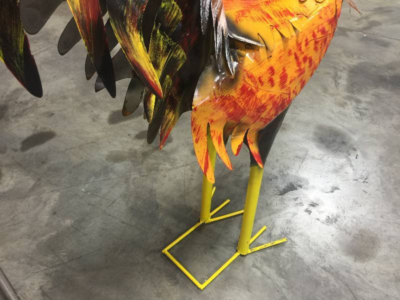 SPECTACULAR PAINTED DECORATIVE METAL ROOSTER - ABOUT 4 FT TALL | Cars