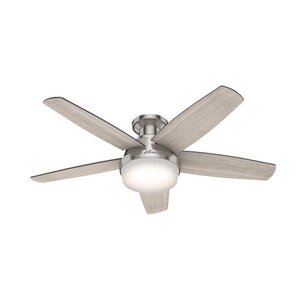 lot 41312 image: Hunter Avia 48 LED Low Profile Brushed Nickel Avia 48 5 Blade Led Ceiling Fan- Retail$134.99