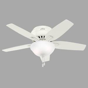 lot 41314 image: 42 Newsome Low Profile Ceiling Fan White (Includes Energy Efficient Light) - Hunter