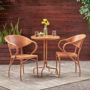 lot 41317 image: Palm Desert Outdoor Modern 3 Piece Bistro Set by Christopher Knight Home- Retail$236.49