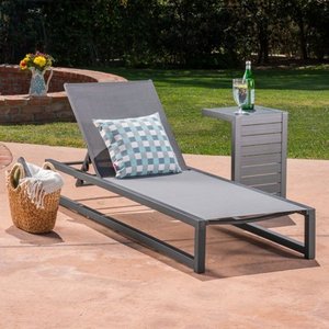 lot 41346 image: Modesta Outdoor Armless Aluminum Chaise Lounge by Christopher Knight Home- Retail$350