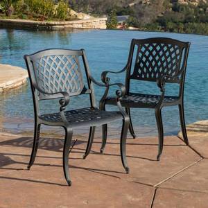 lot 41350 image: Outdoor Cayman Cast Aluminum Outdoor Chair (Set of 2) by Christopher Knight Home- Retail$269.49