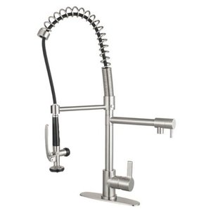 lot 41357 image: Kingston Brass Continental Pull Down Double Handle Kitchen Faucet