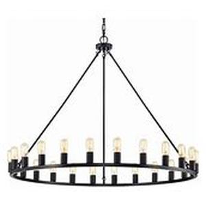 lot 41324 image: The Gray Barn Liam 24-light 48-inch Round Wagon Wheel Chandelier- Retail$582.99
