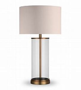 lot 41336 image: Hudson & Canal Rowan Table Lamp In Glass And Antique Brass