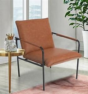 lot 41349 image: Sophia & William Sofa Chair Accent Lounge Chair Mid Century Modern Steel Frame Retro Soft Leather Low Lounge Arm Chair- Retail$182.99