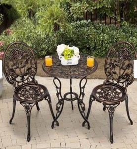 lot 41378 image: 3-Piece Aluminum Outdoor Patio Rose Sets With Table- Retail$170.99