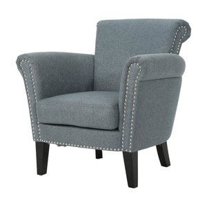 lot 41383 image: Brice Vintage Scroll Arm Studded Fabric Club Chair by Christopher Knight Home- Retail$225.99