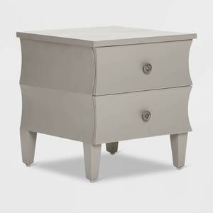 lot 41393 image: Adore Decor Arlan End Table Nightstand with Drawers, Solid Wood Living Room Storage, Fully Assembled, Gray- Retail$149.49