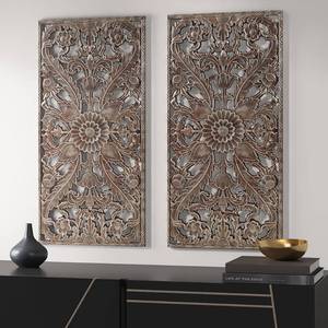 lot 41406 image: Madison Park Botanical Panel Carved Wall 2 Piece Set- Retail$97.99