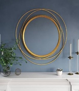 lot 41410 image: Carson Carrington Lacksta Round Wall Mirror - 32H x 32W x 1.5D (Mirror only 21H x 21W)- Retail$122.99