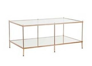 lot 41414 image: Silver Orchid Grant Goldtone Glass Top Coffee Table- Retail$239.99